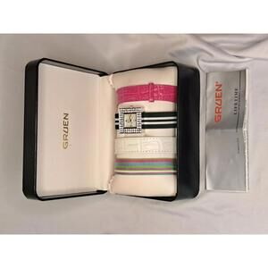 ​MINT NOS Gruen Precision Ladies Watch Set -NEW Battery, 4 Interchangeable Bands